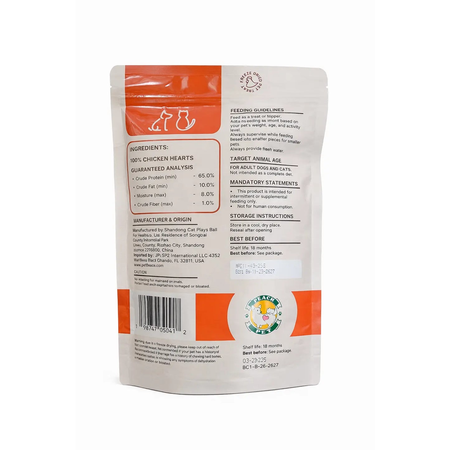 Peach Pet Freeze Dried Real Chicken Hearts Dog & Cat Treats, 3.5Oz Rich High-Protein Pet Snacks, Buy 2 Get Free Chicken Dice, Spend $30+ Limited Offer