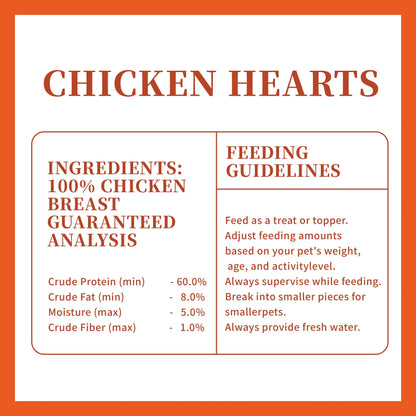Peach Pet Freeze Dried Real Chicken Hearts Dog & Cat Treats, 3.5Oz Rich High-Protein Pet Snacks, Buy 2 Get Free Chicken Dice, Spend $30+ Limited Offer