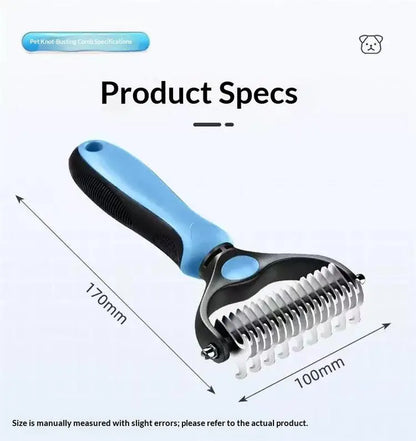 Pet Dematting Undercoat Rake for Long-Haired Pets, Double-Sided Deshedding Brush for Dogs & Cats, Pain-Free Tangle Remover, Reduces Shedding & Mats, Grooming Tool