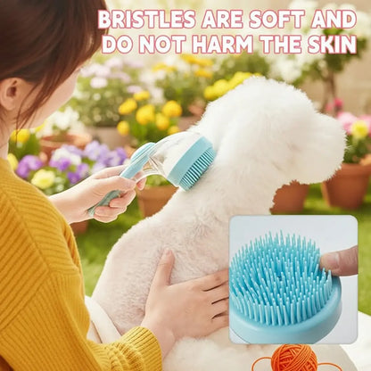 2026 New 2 in 1 Pet Bath & Grooming Brush with Built-In Soap Dispenser for Easy Cleaning, Size 8In × 3In × 4In, Gentle Massage Brush Suitable for Long and Short Haired Dogs and Cats, Ideal for Bathing and Daily Care.