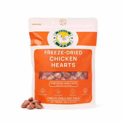 Peach Pet Freeze Dried Real Chicken Hearts Dog & Cat Treats, 3.5Oz Rich High-Protein Pet Snacks, Buy 2 Get Free Chicken Dice, Spend $30+ Limited Offer